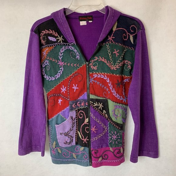 Rising Tides Distressed Ebroidered Hoodie - Picture 1 of 4